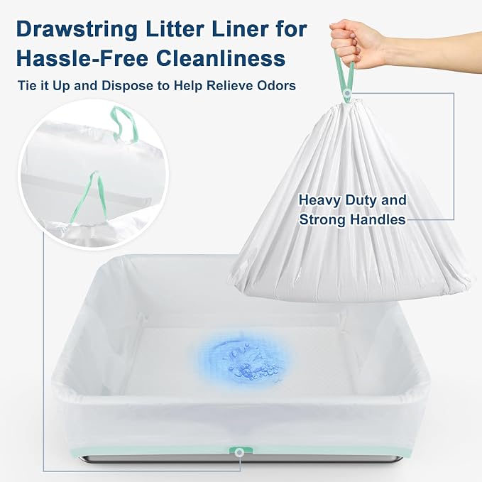SuzziPaws L Stainless Steel Sifting Litter Box for Pine Pellets Multi-Cats | 19.6" x 13.7" x 6" Open Top Sifting Litter Box with Pee Pads and Liners for Pellet Litter, Easy Cleaning, Odor Control