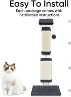 Cat Scratching Post for Indoor Cats, 32Inch Sisal Cat Scratcher | Wide Stable Base, Full-Body Stretching Cat Scratch Post, Heavy Duty Post for Cat Adults to Protect Furniture, Deep Gray