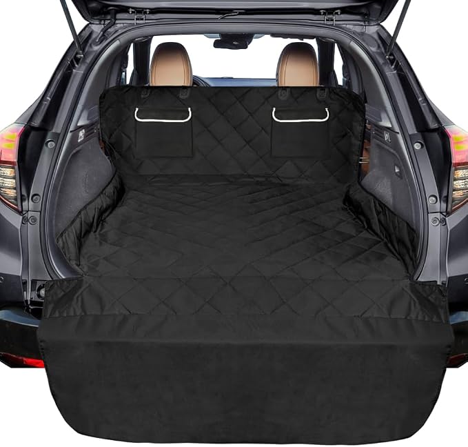 F-color SUV Cargo Liner for Dogs - Heavy Duty Cargo Cover for Mid-Size SUVs | Water Resistant, Bumper Flap, Non-Slip Mat, Car Trunk Dog Car Seat Cover Prevents Scratches Pet Hair Mud Dirt for Sedans Vans