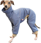 D Doggy Star Italian Greyhound Clothes Stretchy Fleeced Lining Simple Onesie Whippet for Dog Coat (S,Simple Blue)
