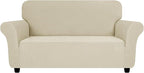 ZNSAYOTX Super Stretch Loveseat Covers (57"-70"), New Striped Love Seat Slipcover, Dogs Pet Friendly Anti-Slip Couch Protector Spandex Durable 2 Seater Fabric Sofa Cover (Khaki, Loveseat)