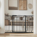 Baby Gate for Stairs 29.53"-53.1" Extra Wide, Pressure Mounted Dog Gate Indoor, Walk Thru Pet Gate for Dog Child,Pet Gates for The House Doorway Black