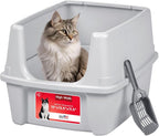 IRIS USA Large High Sided Cat Litter Box, Scatter Shield | Diggers & Scratchers, Deep Basin Design, Extra Deep Pan, Kick-Proof Sides, Stain Resistant Surface, Keeps Floor Clean