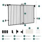 Babelio 31.5-55" No Bottom Bar Baby Gate Extra Wide, 2-in-1 Auto Close Dog Gate for The House, Stairs and Doorways, with Large Walk Thru Door, Black | Easy Install| One-handed Opening| Auto-close| Drill Needed Indoor Safety Dog/Pet Gate for Stairs, Hal...