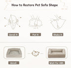 Laojin Balhen Cat Couch for Pets, Washable Cat Beds for Indoor Cats, Super Soft Plush Supportive Dog Couch Bed for Puppy and Kitten with Anti-Slip Bottom, 26inch, Beige