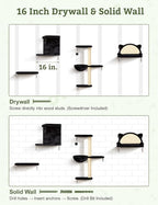 5-in-1 Cat Wall Shelves, Solid Wood Cat Wall Furniture Set for Indoor Cats | 44 lb per Shelf, 72-Hour Load Tested, Pre-Drilled, Fits 16 in. Stud Drywall & Solid Walls, for Small to Medium Cats