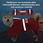 Waterproof Dog Coat Raincoat Poncho for Small to Medium Dogs, Polyester TPU Material Pet Jacket Apparel with Reflective Strips, Red, 3XL