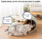 LEFTSTARER 2-in-1 Collapsible Cat Tunnel for Indoor Bed and Hideout - Pet Dog Rabbit Bunny Ferret Tunnel Tubes Toys with Removable Washable Mat, Tower Wheel Stuff