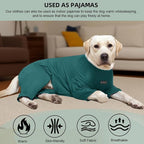 Dog Pyjamas PJS Sweater Clothes and Home Clothing Suitable for Medium to Large Breeds of Dogs, Dog Neutering Suits, Extra-Large Stretch Fabric, Four-Legged Clothes(Thin Dark Green, 3XL)