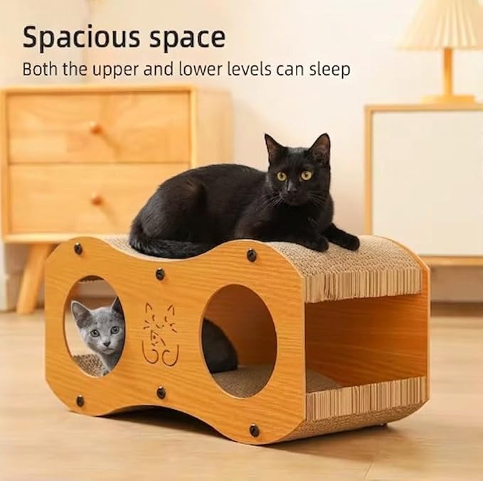 Cat Scratcher | Cardboard Cats Scratcher House | 23-Inch Cat Scratcher for Indoor Cats | Wavy Scratcher for Play, Scratch and Rest | Kitten Scratching Board Pad | Multi-functional lounge and play tunnel, durable corrugated pad, furniture protection, sa...