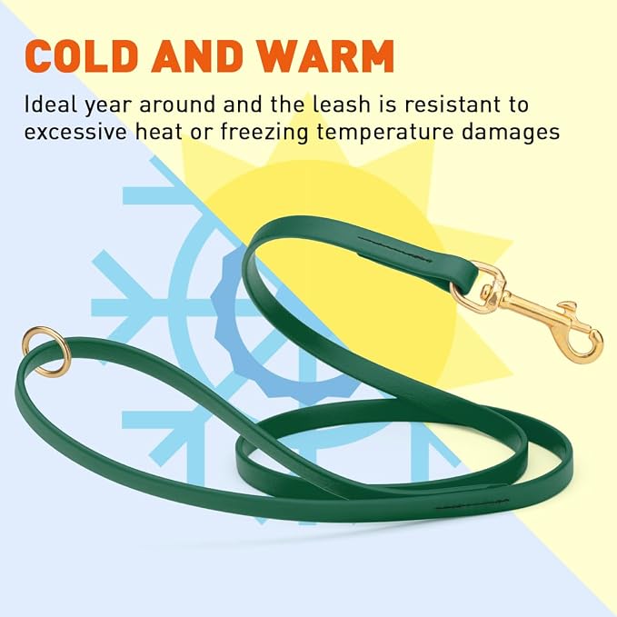 Viper Biothane K9 Working Dog Leash Waterproof Lead for Tracking Training Schutzhund Odor-Proof Long Line with Solid Brass Snap for Puppy Medium and Large Dogs 4ft, Hunter Green