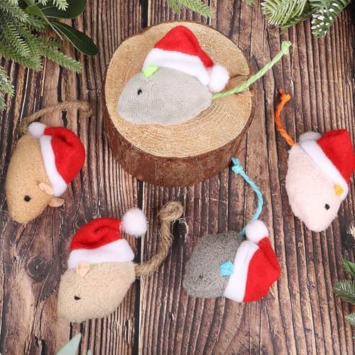 FOIMAS 6pcs Christmas Catnip Toys,Xmas Cat Toys Plush Mouse Interactive Chew Bite Toys for Cat Kitten Indoor - Image 4