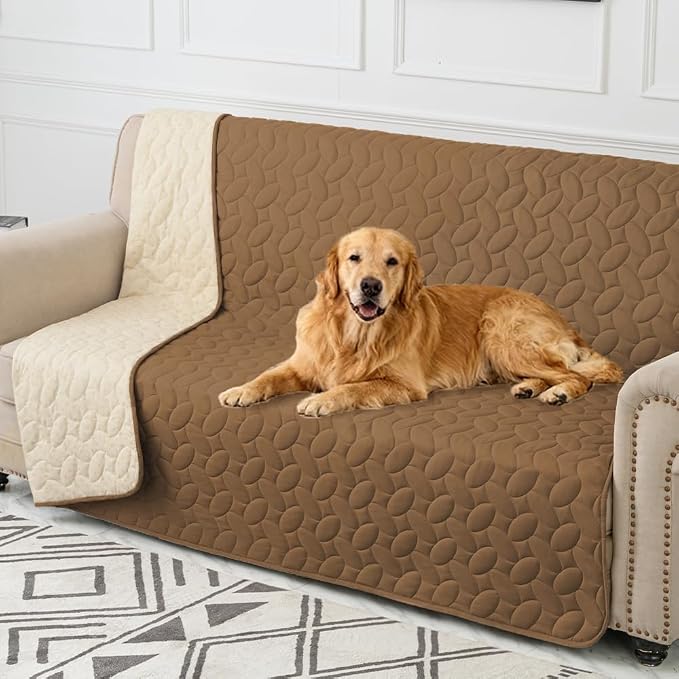 Ameritex Waterproof Pet Bed Cover Anti-Slip Dog Bed Blanket for Sofa and Furniture Waterproof New Pattern Design (Camel, 40x50 Inch (Pack of 1))