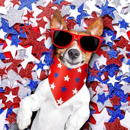 Preboun 50 Pcs Patriotic Dog Bandanas Bulk 4th of July Bandanas for Dogs Triangle Kerchief Scarf Set for Pets Independence Day Costume Photo Props Accessories Pet Shops, 25 Styles(31.5 x 21.7 x 21.7) - Image 2