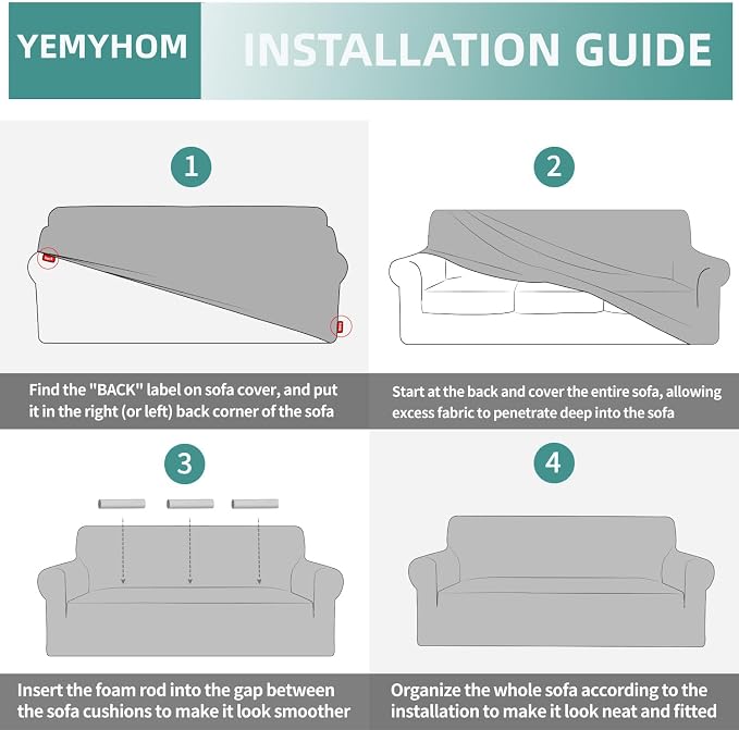 YEMYHOM Couch Cover Latest Jacquard Design High Stretch Extra Large Sofa Covers Pet Dog Cat Proof Oversized Slipcover Non Slip Magic Elastic Furniture Protector (X-Large, Leaf Pattern Light Gray)