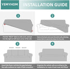 YEMYHOM Couch Cover Latest Jacquard Design High Stretch Extra Large Sofa Covers Pet Dog Cat Proof Oversized Slipcover Non Slip Magic Elastic Furniture Protector (X-Large, Leaf Pattern Light Gray)