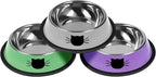 Serentive 3Pcs Cat Bowls, Non-Slip Stainless Steel, 7 Oz, Suitable for Indoor Pets, Removable Rubber Base, Lovely Color