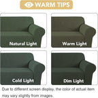 H.VERSAILTEX Stretch Cover for Couch Soft Furniture Covers Slip Covers for 3 Cushion Couch Sofa Feature Thick Checked Jacquard Fabric with Elastic Bottom, Sofa Large - Bronze Green