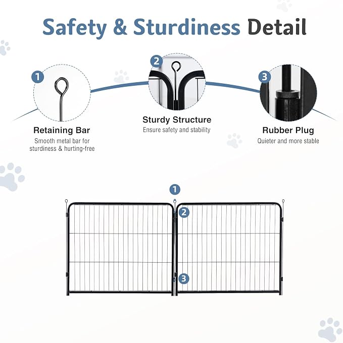 DUMOS Dog Playpen Indoor, Metal 32 Inch 2 Panels Foldable Pet Fence with Door, Outdoor Small Medium Large Dog Puppy Portable Exercise Play Pen for RV Camping, Trips, Play Yard