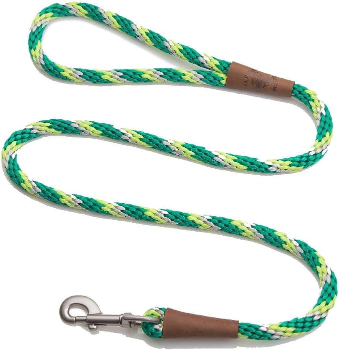 Mendota Pet Snap Leash - British-Style Braided Dog Lead, Made in The USA - Ivy, 3/8 in x 6 ft - for Small/Medium Breeds