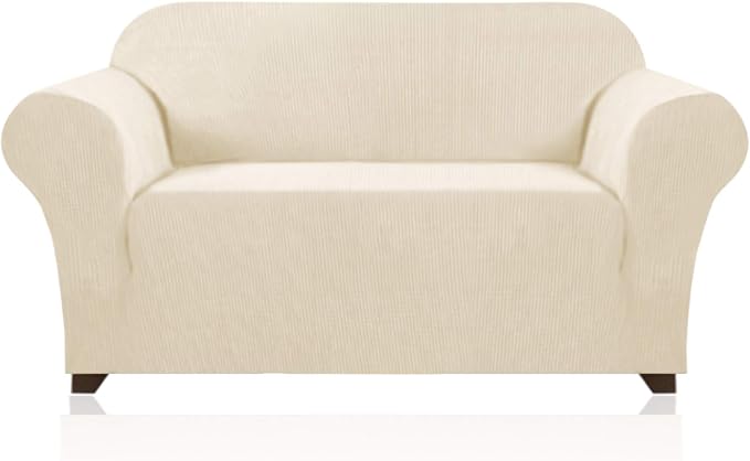 Stretch Loveseat Sofa Cover Slipcover Couch Cover for 2 Cushion Sofa Washable Sofa Cover for Pets Friendly Furniture Protector Covers with Non Slip Bottom(Loveseat, Biscotti Beige)