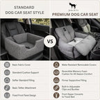 JACKO & CO - Premium Dog Car Seat Bed V2 for Small & Medium Pets Under 40lbs - Water Resistant, Machine Washable, Removable Covers, Clip-On Leash for Back Seat Use (Ultra Prem, Beige Medium 25-45lbs)