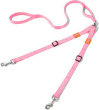 HOWGO Double Dog Leash,Tangle-Free 360 Swivel(Pink, Std M-L w.Handle) | Individually Adjustable Length, Double Padded Handles,Zinc Alloy Hooks,Durable Nylon,No-Tangle Walking,All Breeds