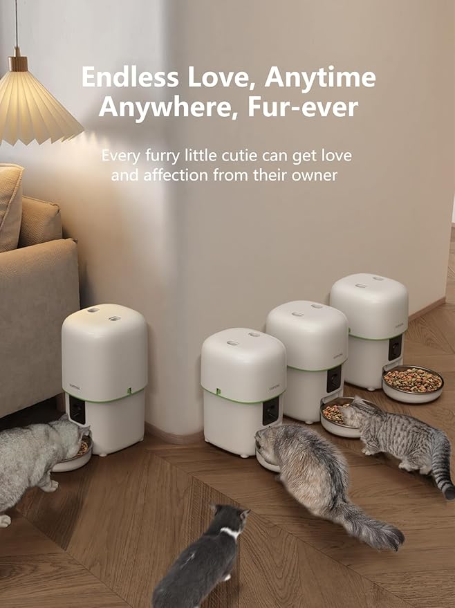 Automatic Cat Feeder with Camera - 5G WiFi Auto Cat Food Dispenser, 1080P HD Video with Night Vision, 1-15 Meals, 1-99 Portions, 2-Way Audio, Keeps Food Fresh, 4L Timed Pet Feeder Also for Dogs