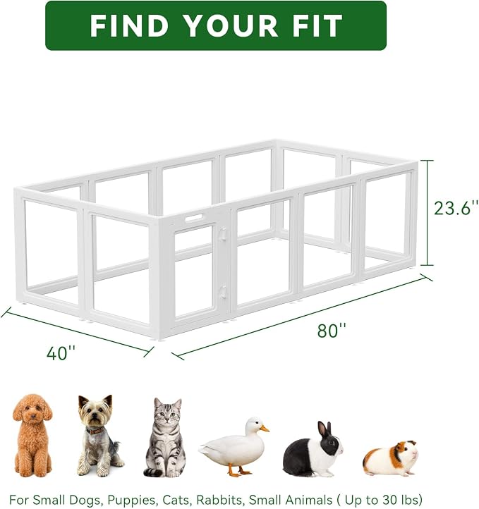 EVERFRONT Clear Acrylic Dog Playpen - Clear Dog Play Pen - Easy Assemble Acrylic Dog Playpen - Puppy Playpen, Cat Playpen, Small Animal Playpen, Dog Play Pen Indoors (24", 12-Pack)