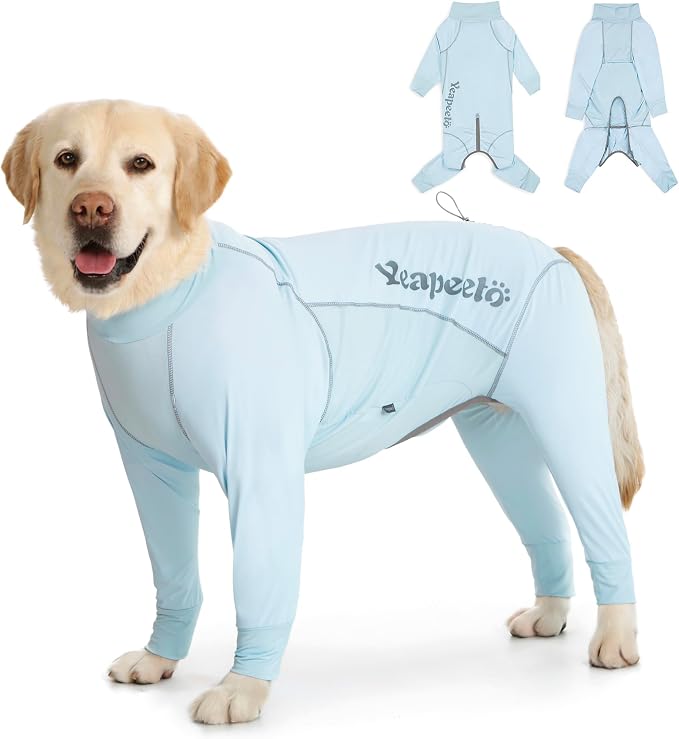 Dog Sun Protection Cooling Suit UPF 50+, Quick-Dry Breathable Jumpsuit for Large & Medium Dogs, Outdoor Dirt-Resistant Shedding Control Pet Apparel (Ice Blue, 5X-Large)