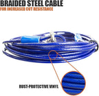 BV Dog Tie Out Cable 25 Feet - Heavy Duty Dog Lead Up to 60 Pounds - Reflective & Rust-Free with Quick Release Swivel Clips & 360° Rotating Clasp - Tangle-Free Dogs Runner for Yard (Blue, Pair)
