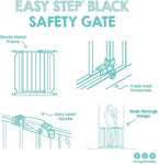Regalo Safety 29"-38.5" Easy Step Baby Gate, Bottom of Stairs & Doorways | Pressure Mounted with Door, For Babies, Toddlers & Pets, Black, Tested & Trusted for 30 Years