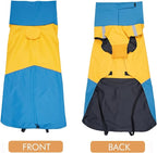 Dog Winter Coat, X-Small, Blue+Yellow, Waterproof, High-Collar, Reflective Strip, Leash Hole, Polyester
