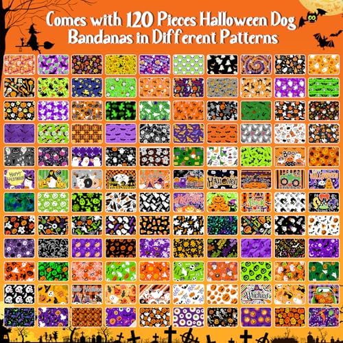 120Pcs Halloween Dog Bandanas Bulk Autumn Dog Scarves Pet Grooming Bandanas - Image 4