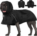 Dog Raincoat, Waterproof Dog Rain Jacket with Convertible Hood/Collar, Adjustable Belly-Protect Rain Coat for Meidum Dogs Poncho Reflective (Black, M)