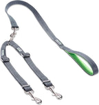 Mighty Paw Double Dog Leash - Double Leash for Two Dogs No Tangle Design. Split Lead for 2 Pets. Adjustable to Fit All Sized Breeds. Reflective Dual Pet Lead for People with 2 Pups