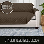 Sofa Shield® Couch Sectional Covers for Dogs, Reversible Furniture Protector with Strap, Stain and Tear Resistant Cushion Cover, 30x30 inch Seat, Machine Washable Slipcover Pets, Cats, Chocolate