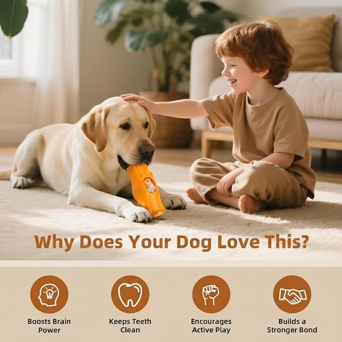 2 Pack Dog Toys for Aggressive Chewers, Interactive Indestructible Dog Toys with Frozen Treat Function, Durable Dog Puzzle Toy for Large & Medium Dogs, Orange & Green