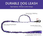 DAGANXI Tactical Dog Collar, Adjustable Military Training Nylon Dog Collar with Control Handle and Heavy Metal Buckle for Medium and Large Dogs, with Patches and Airtags Case (XL, Purple Sky-Set)