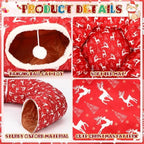 Cat Tunnel Christmas Tree Skirt Cat Bed Indoor 3 ft x 3 ft x 10 Inch Kitten Donut Tunnel with Ball Peekaboo Cave Pet Bed Round Hideaway Holiday Cave Circle Pets Gift(Elk) - Image 3