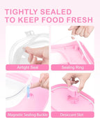10-13 Lbs Airtight Dog Food Storage Container,Collapsible Pet Food Storage | Dog Food Container with Double Airtight Seal,Cat Food Container Dry Food Fresh,Space Saving,Pest/Mouse-proof,Scoop,Pink