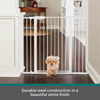 MYPET EasyPass Extra Tall & Wide Walk Thru Pet Gate: 29.75” - 52” Wide Dog Gate with Adjustable Pass-Thru Pet Door; Pressure Mounted, No Tools Needed, 41" Tall, White