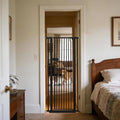 Lumizone Extra Tall Cat Gate 55.12" High 26.18"-29.91" Wide Pet Gate Black | Dog Gate for Doorway Hallway Stairs Pressure Mounted Extra Wide 1.37" Gap No Drilling Auto-Close One-Handed Operation