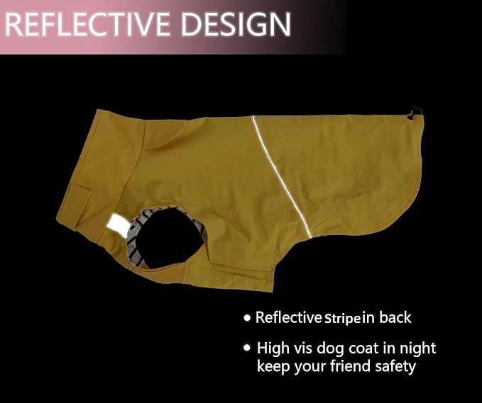 Dachshund Raincoat Weiner Dog Clothes Suitable for Dachshunds Corgi, Weiner, Dog Waterproof Coat with Reflective Stripe underbelly Protection - Yellow - XL