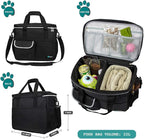 PetAmi Dog Travel Bag Organizer, Pet Travel Kit with 2 Food Containers & 2 Collapsible Dog Bowls, Pet Supplies Tote with Luggage Sleeve, Weekend Road Trip Camping Essentials, Black, Medium