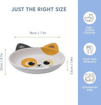 The Cat Ladies Ceramic Cat Bowls - Whisker Friendly Food Bowl - Cute Pet, Kitten Plates - Dishes for Indoor Cats - Dish for Wet Food & Water - Platos para Gatos - Calico, Set of 2