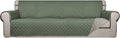 PureFit Reversible Quilted Couch Covers for Dogs Sofa Cover 4 Seater 88" | Greyish Green/Beige, Water Resistant Couch Protector, Washable Pet Couch Cover with Non Slip and Elastic Straps For Kids