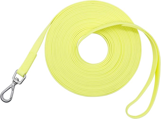 Waterproof Dog Training Leash 50FT 30FT 15FT 10FT 5FT Heavy Duty Recall Long Lead for Large Medium Small Dogs (50FT, Light Yellow)