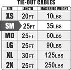 BV Dog Tie Out Cable 25 Feet - Heavy Duty Dog Lead Up to 35 Pounds - Reflective & Rust-Free with Quick Release Swivel Clips & 360° Rotating Clasp - Tangle-Free Dogs Runner for Yard (Yellow, Single)