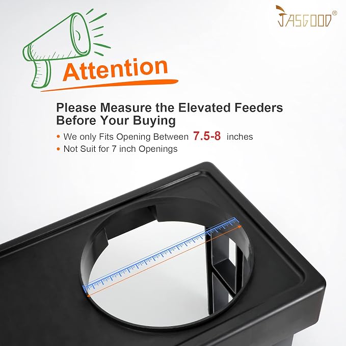 JASGOOD Dog Feeder Slow Eating Pet Bowl for Raised Pet Feeders Preventing Choking Food Water Bowl Elevated Diners Replacement Bowl (Black,Fit Opening 7.5"-8")